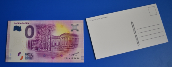 0-Euroschein als Postkarte auf 3mm Hartschaumplatte