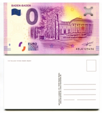 0-Euroschein als Postkarte auf 3mm Hartschaumplatte